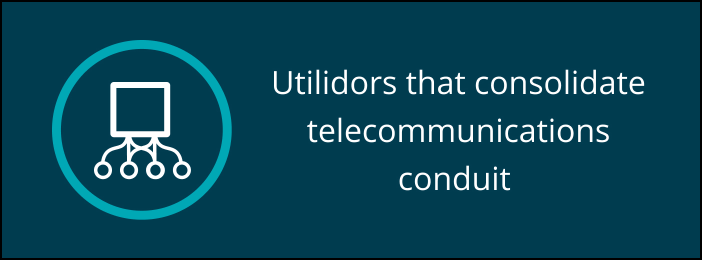 Utilidors that consolidate telecommunications conduit