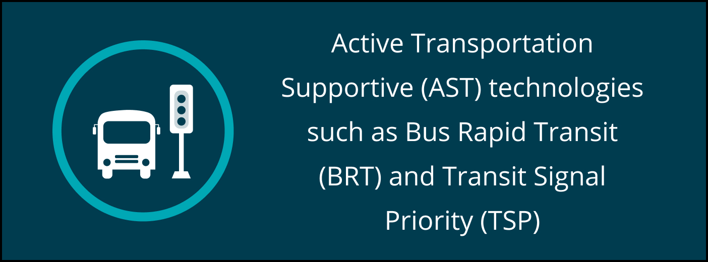Active Transportation Supportive (ATS) technologies such as Bus Rapid Transit (BRT) and Transit Signal Priority (TSP)