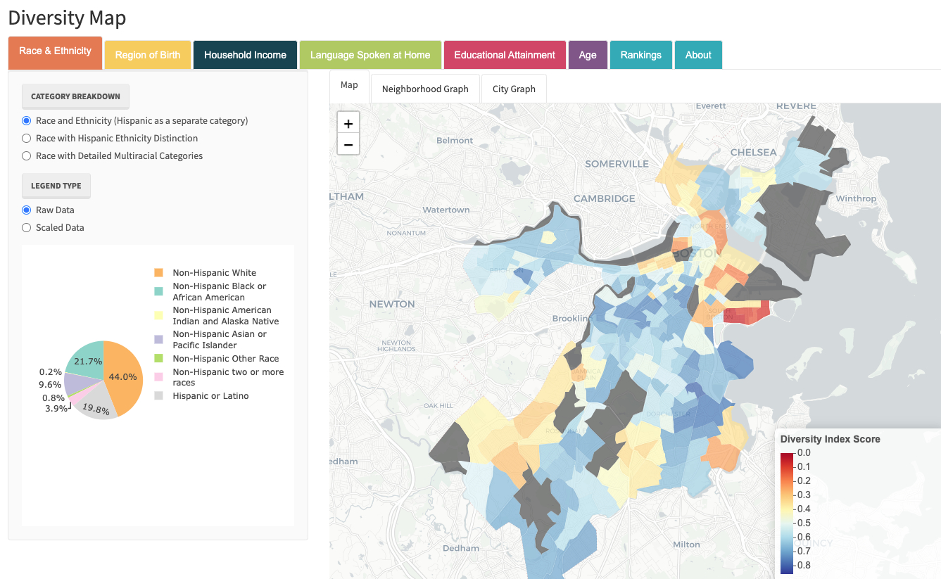 Mapping Diversity in Boston story map and Diversity Index Map Tool